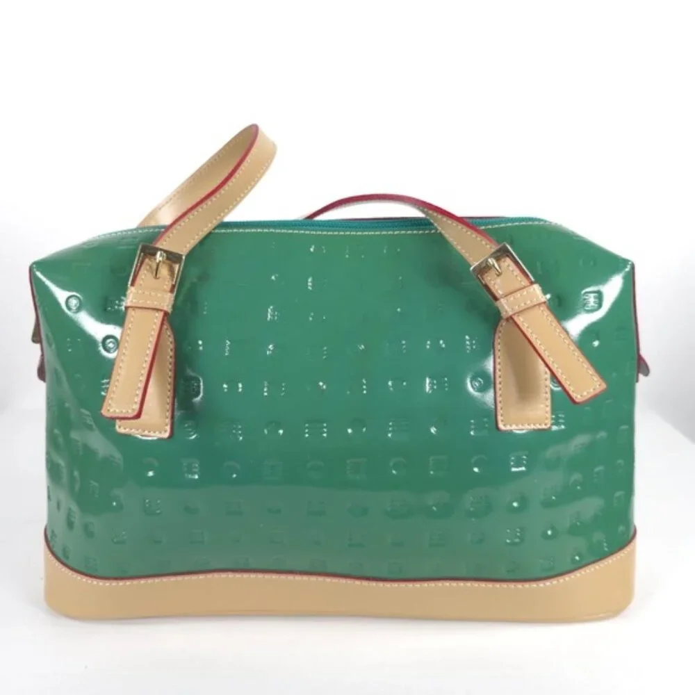 ARCADIA Made in‎ Italy 🇮🇹 Bugatti GENUINE PATENT LEATHER Double Handle Purse